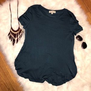 Blue shirt with sleeve detail